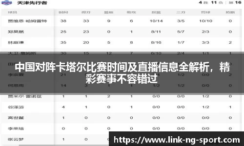 中国对阵卡塔尔比赛时间及直播信息全解析，精彩赛事不容错过